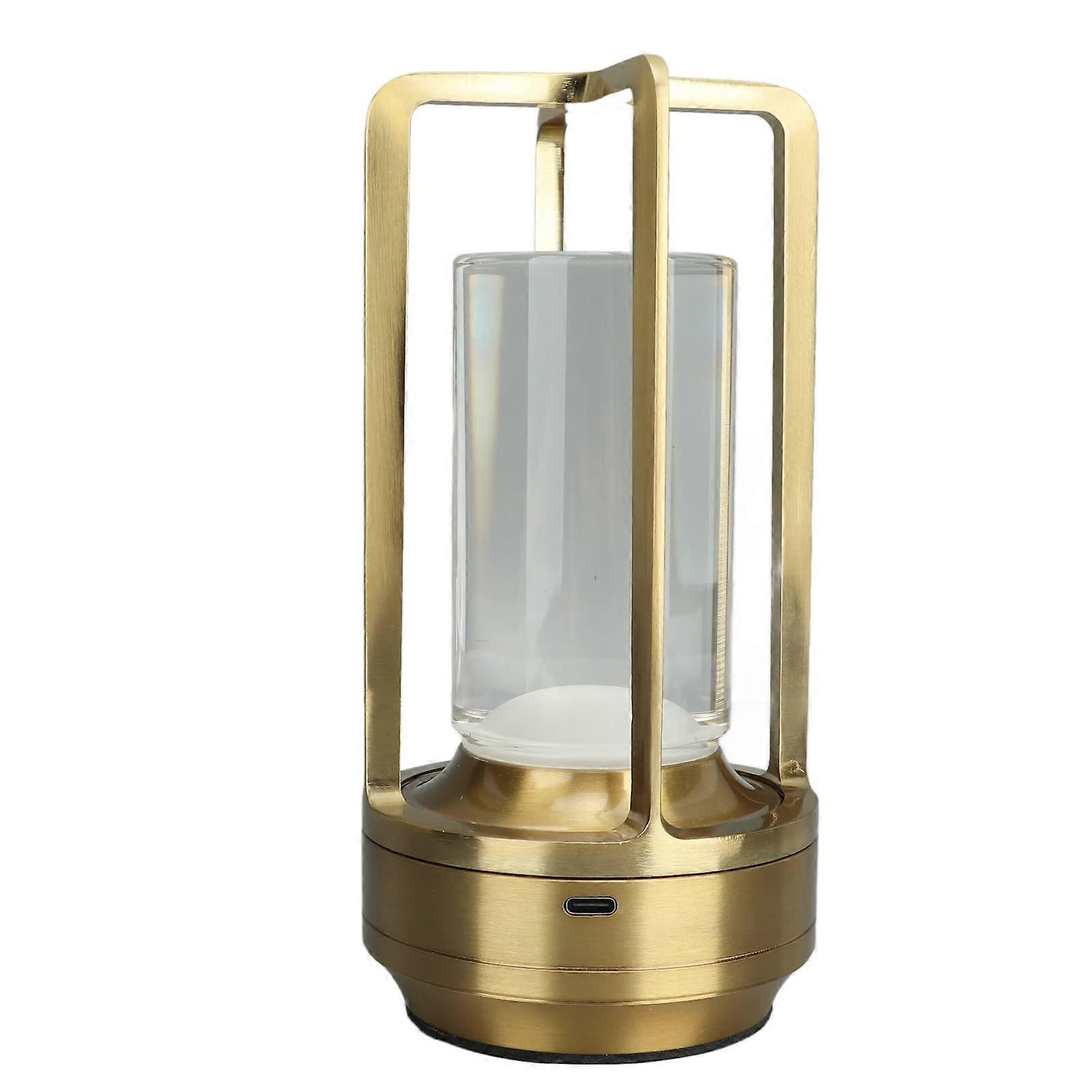 Cordless Table Lamp with Touch Control Dimming, 3 Color LED, USBC Rechargeable Gold Bedside Light