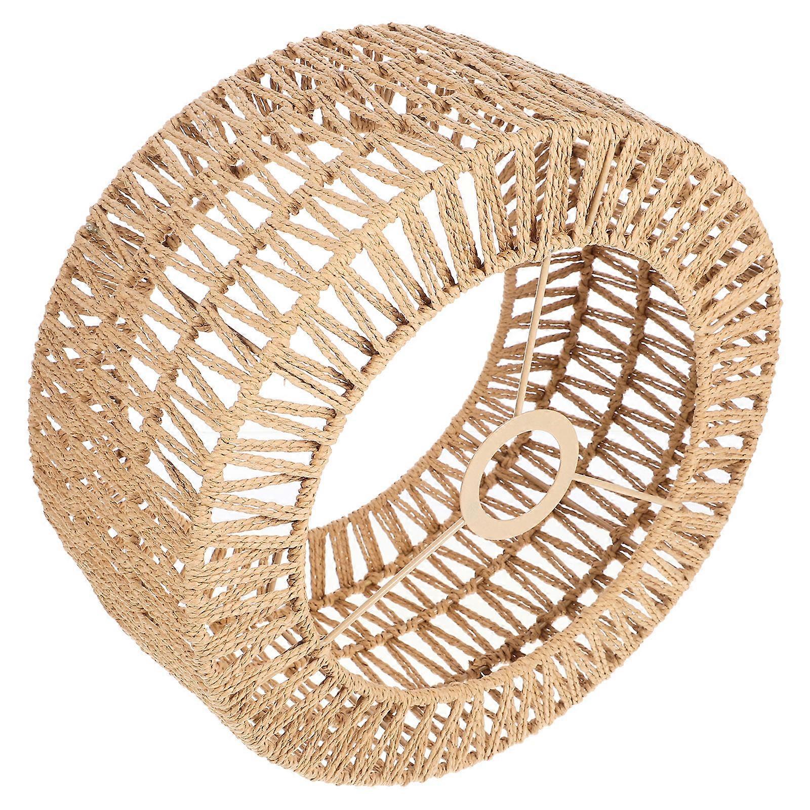 わらロープ織りランプシェードグラスロープ素朴な天井ランプカバー交換用サイズL