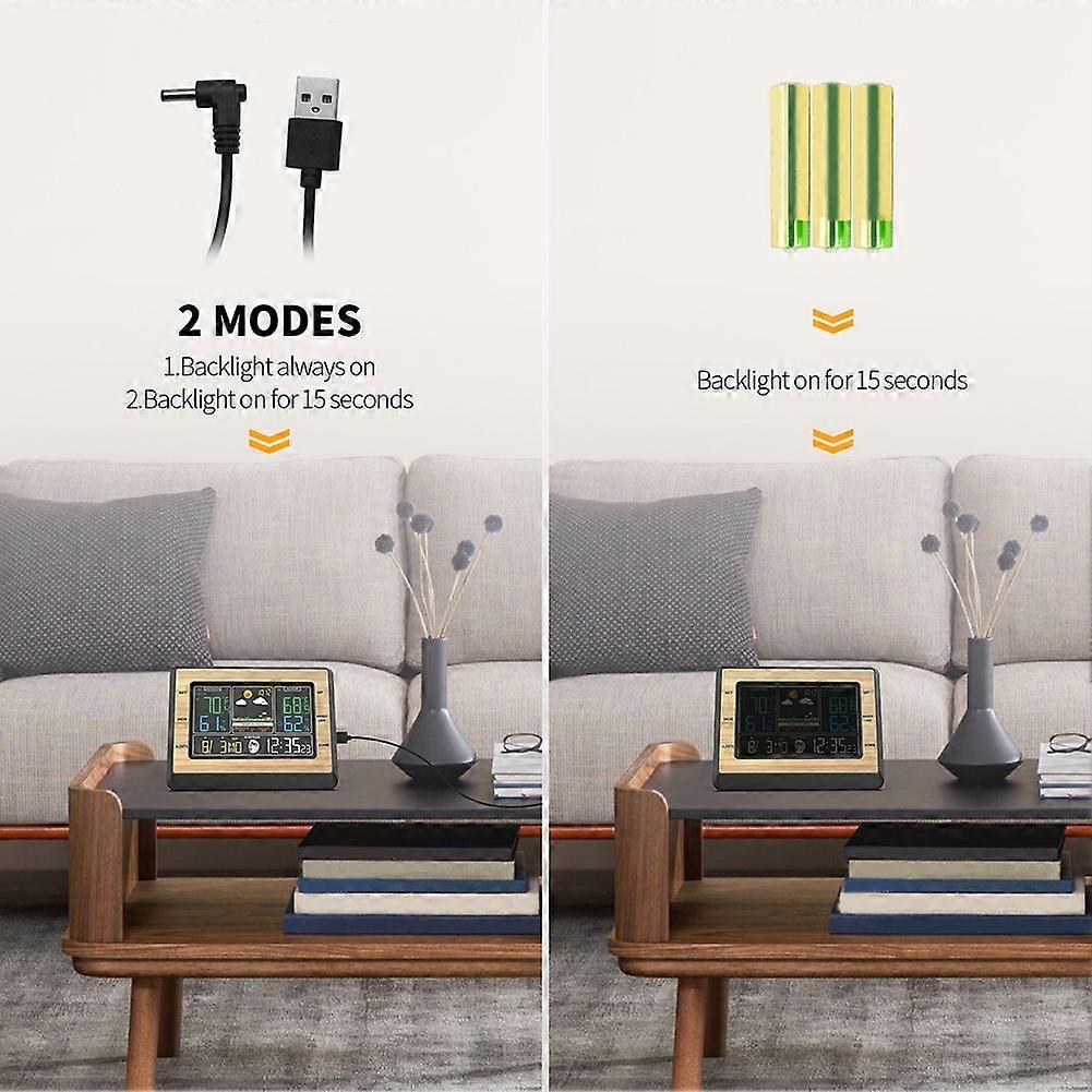 Wireless Weather Station 6 Inch Color Screen Digital Temperature Humidity Meter Weather Forecast Station with Sensor