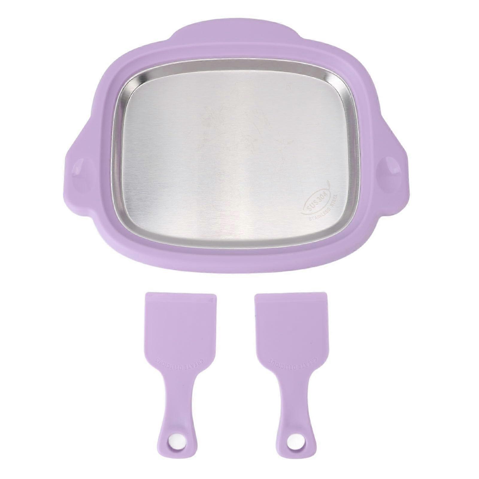 Ice Cream Maker Pan with 2 Scrapers Ice Cream Maker Plate Multifunctional Cold Sweet Fried Food Plate Rolled Ice Cream  taropurple