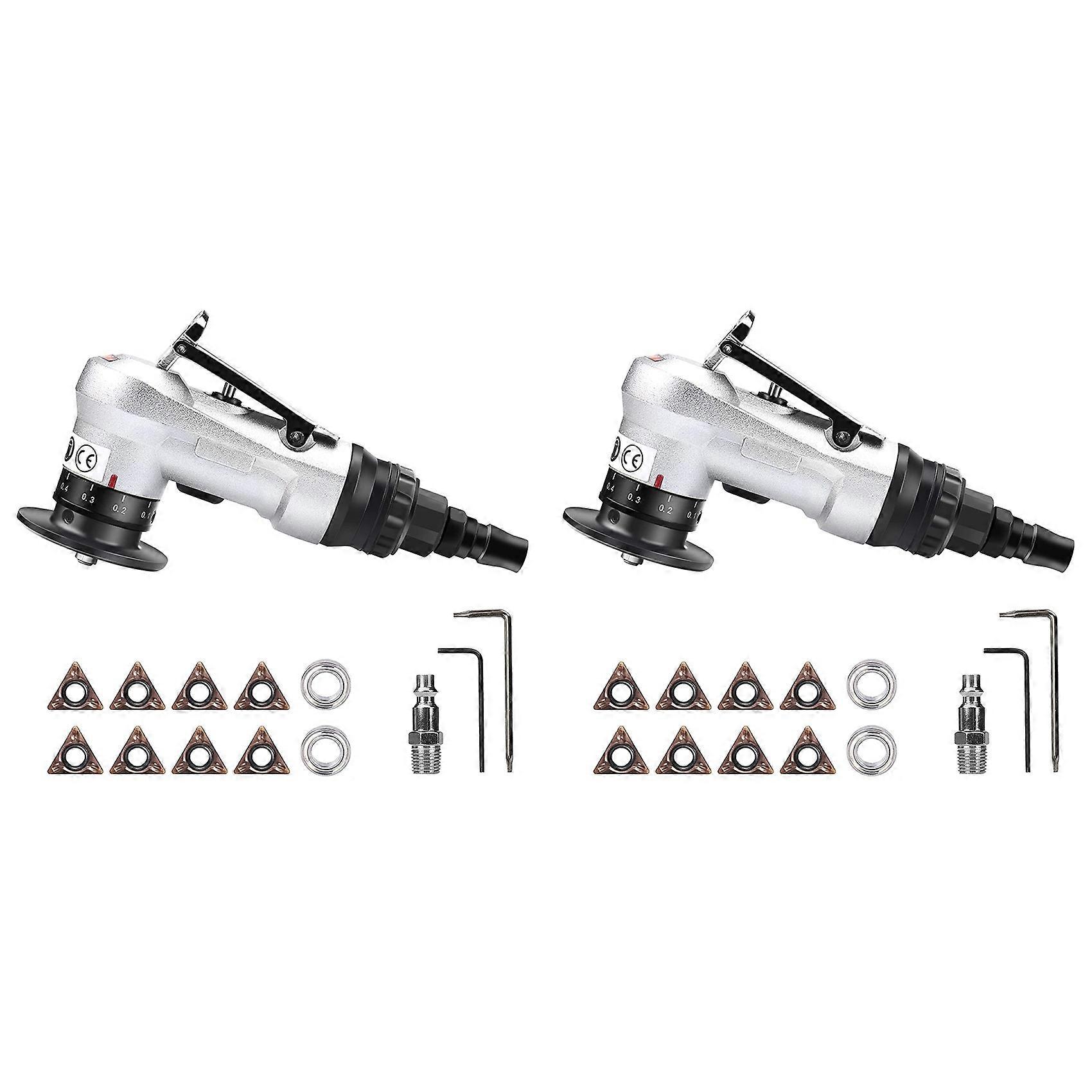 2X Mini Pneumatic Chamfering Tool with Replace Blades Inserts and Bearings, 45 Degree Air Chamfer Deburring Tool
