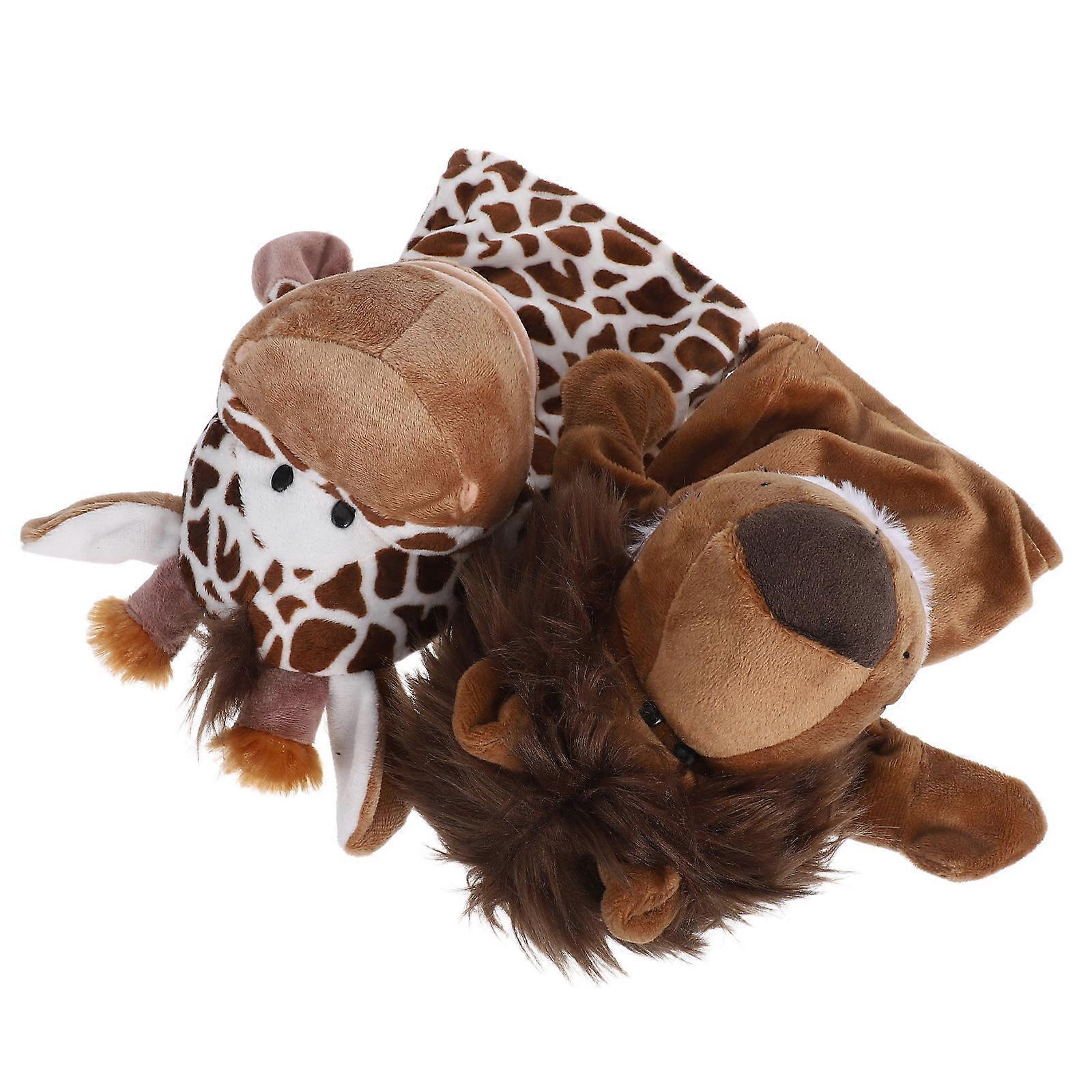 Interactive Lion Deer Hand Puppet Toys for Kids 2Pcs Plush Plaything