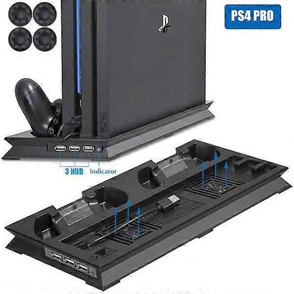 PS4 PRO Cooling Fan Vertical Stand with 2 Charging Docks, 3 HUB & Trackpad Charger for compatible with Sony Playstation 4 Pro