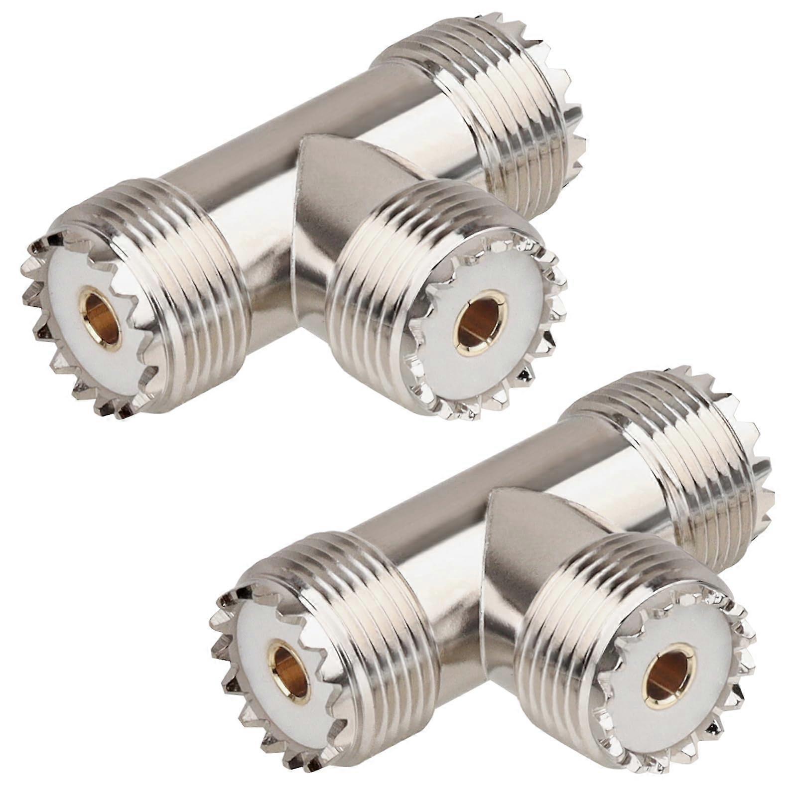 2Pack UHF Female RF Coaxial Adapter 3Way Splitter SO239 Connector for CB Radios and Antennas