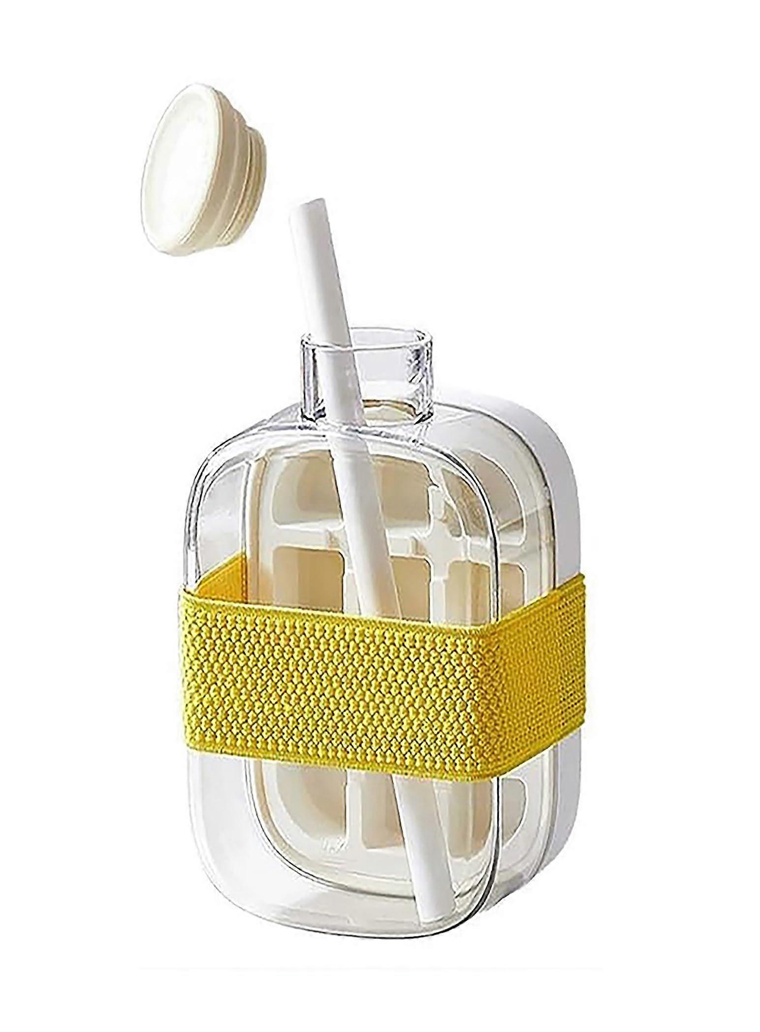 Ice Cube Water Bottle 2in1 Leakproof Fast Ice Maker with Straw Easy Press Release 500ML White