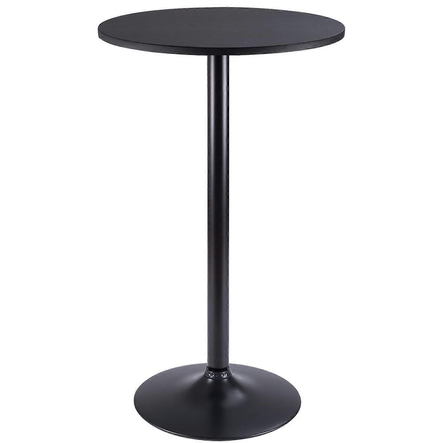 Round Bar Height Pub Table Modern Waterproof EasyClean Surface for Home or Café, Black
