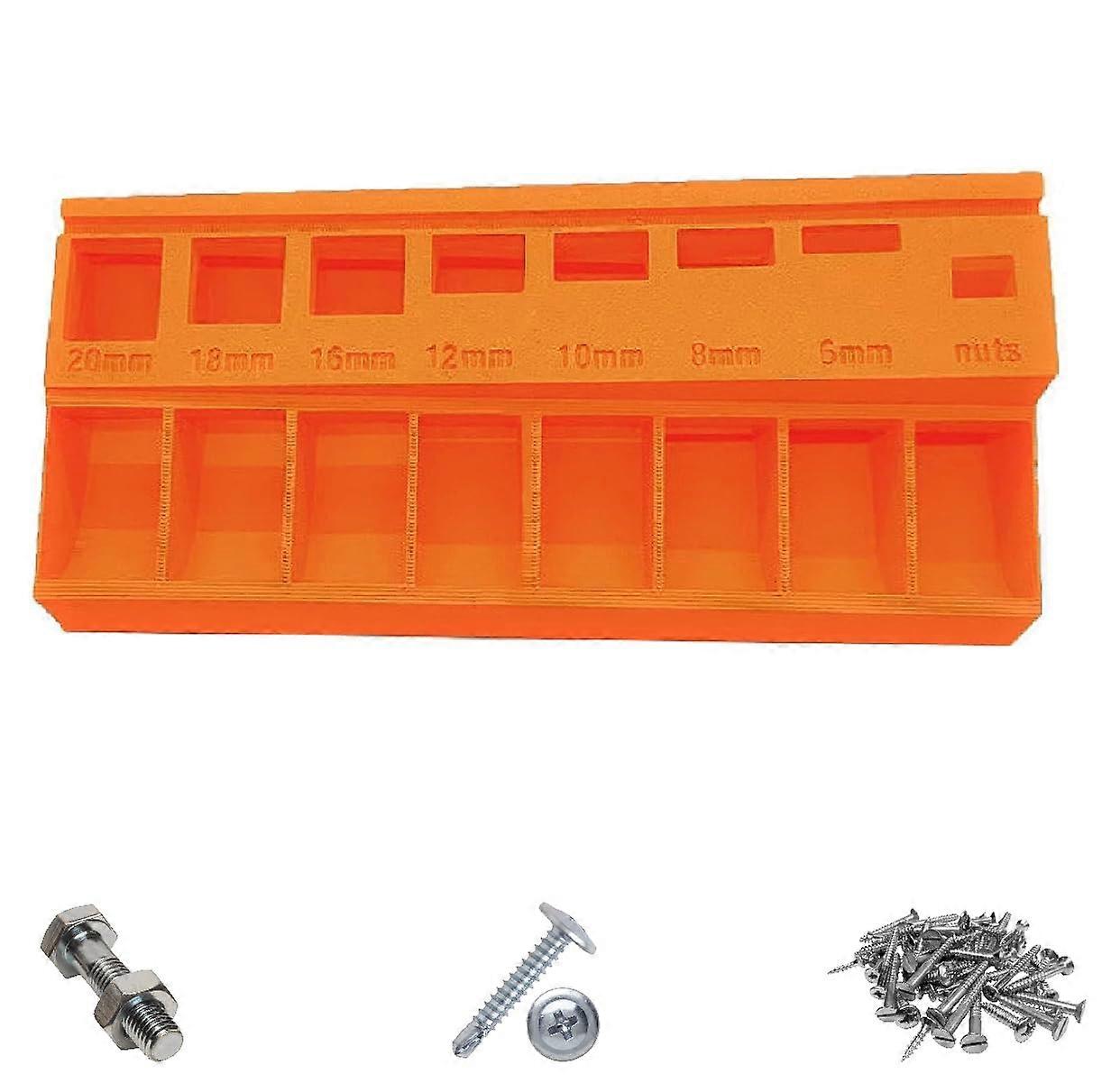 M3 Screw Organizer Tray with 7 Measuring Slots for Quick Size Identification and Small Parts Storage (Orange)