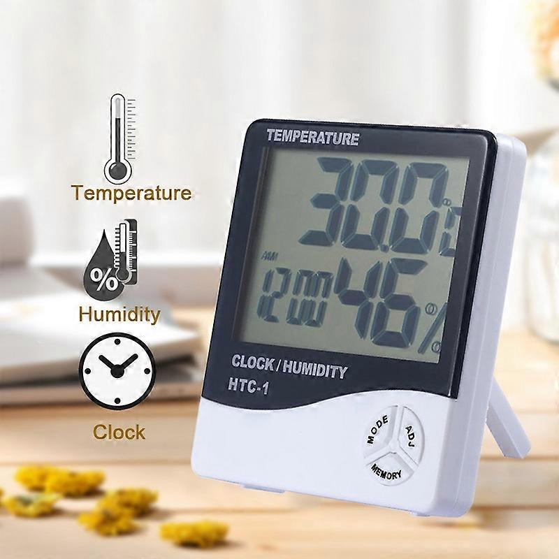 HTC-1 Digital LCD Thermometer Hygrometer Humidity Meter Room Indoor Temperature Clock
