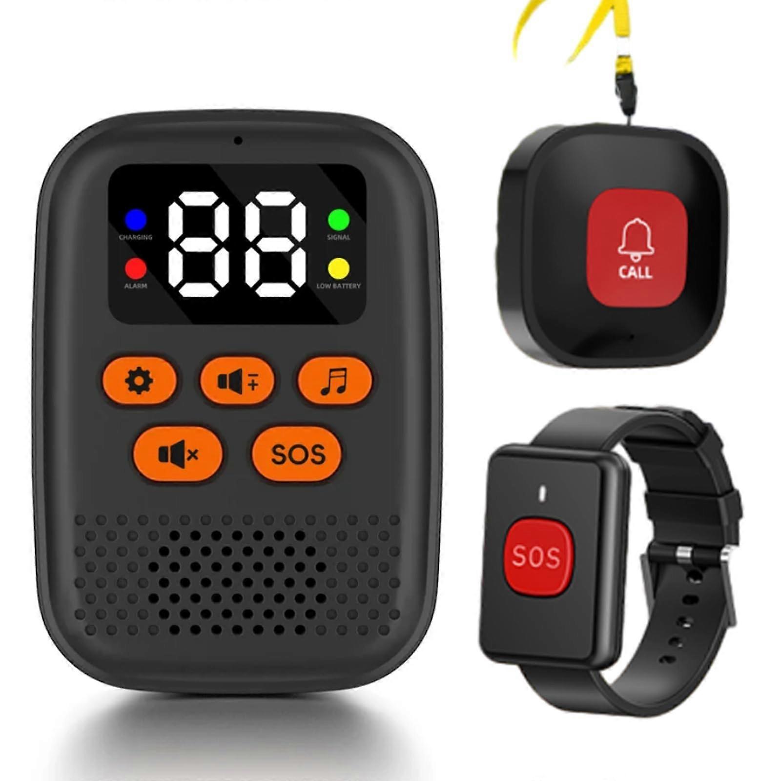 System for Seniors with Fall Detection, No Monthly Fee, Wireless Pager and LED Display