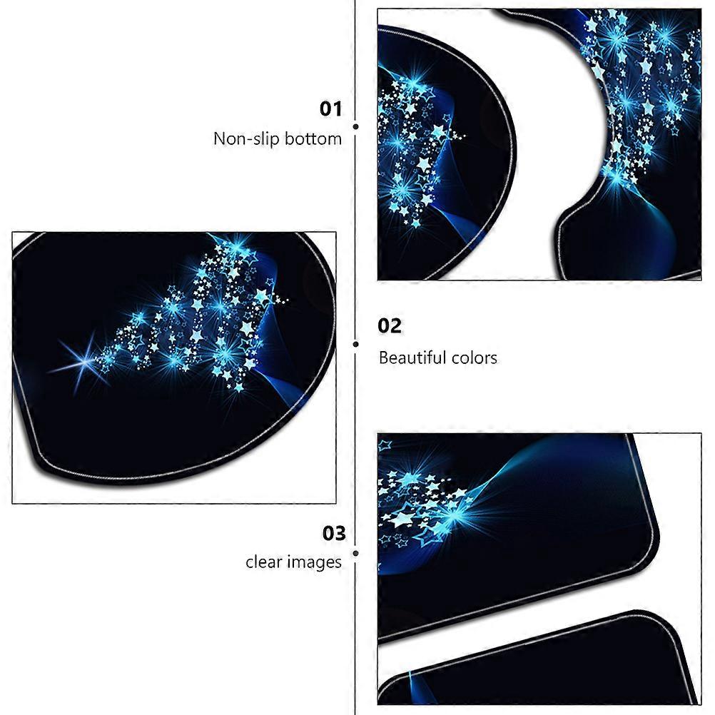 Christmas Pattern Toilet Mat Set Black Polyester Flannel Household 3Pcs