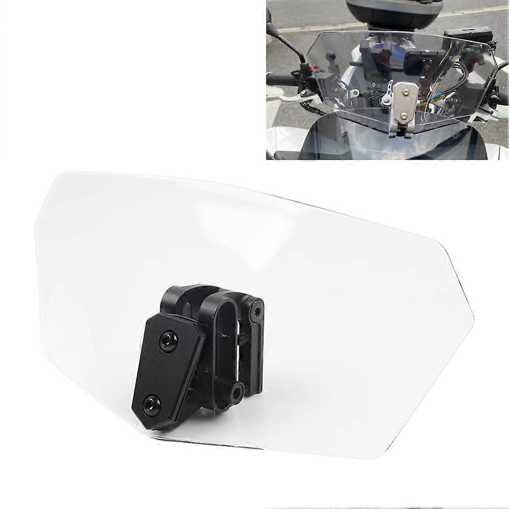 Universal Motorcycle Windshield Extension ClipOn Clear Wind Deflector with Black Mounting Hardware