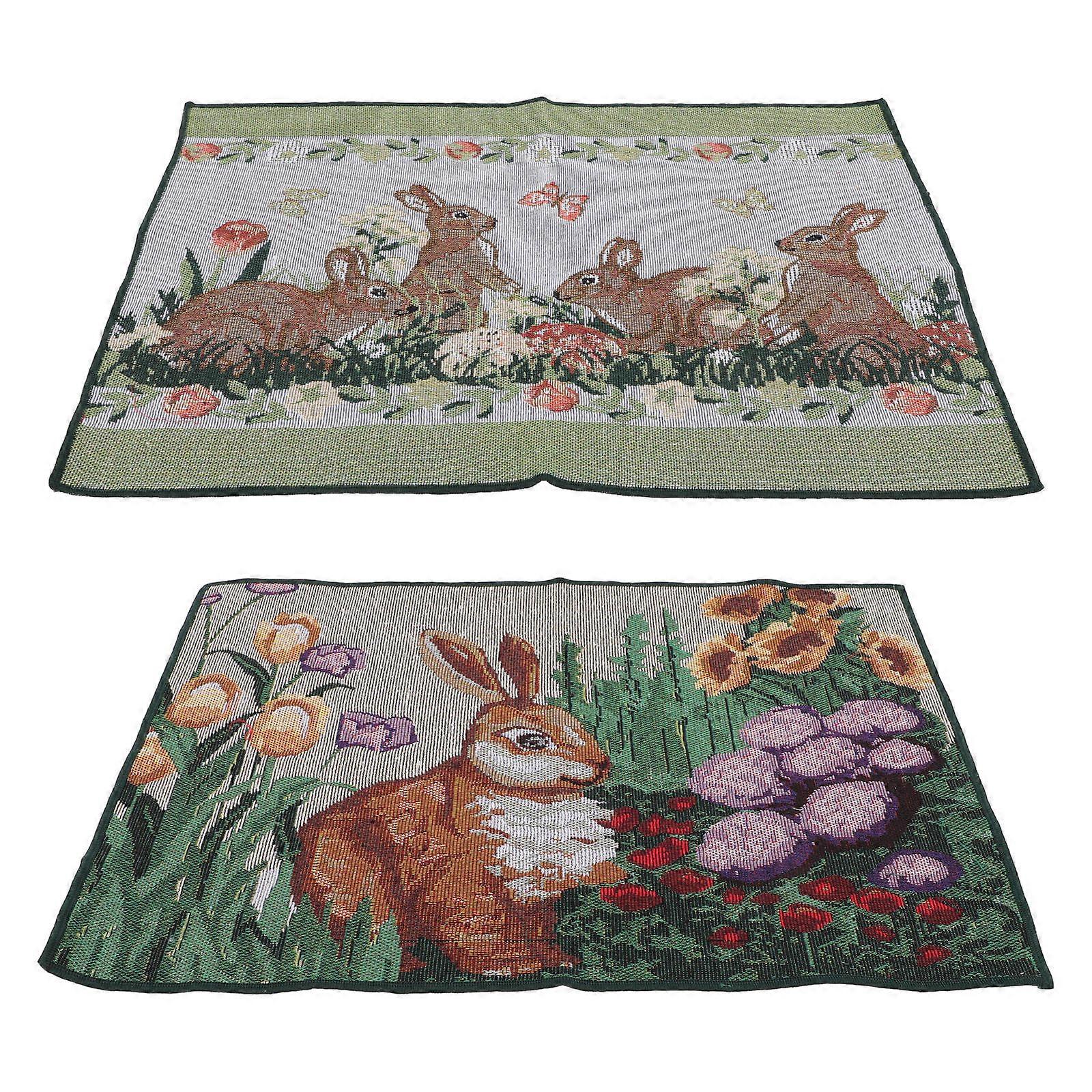 Easter Place Mat Table Mat for Decor 2Pcs Polyester Heat-Resistance Mats
