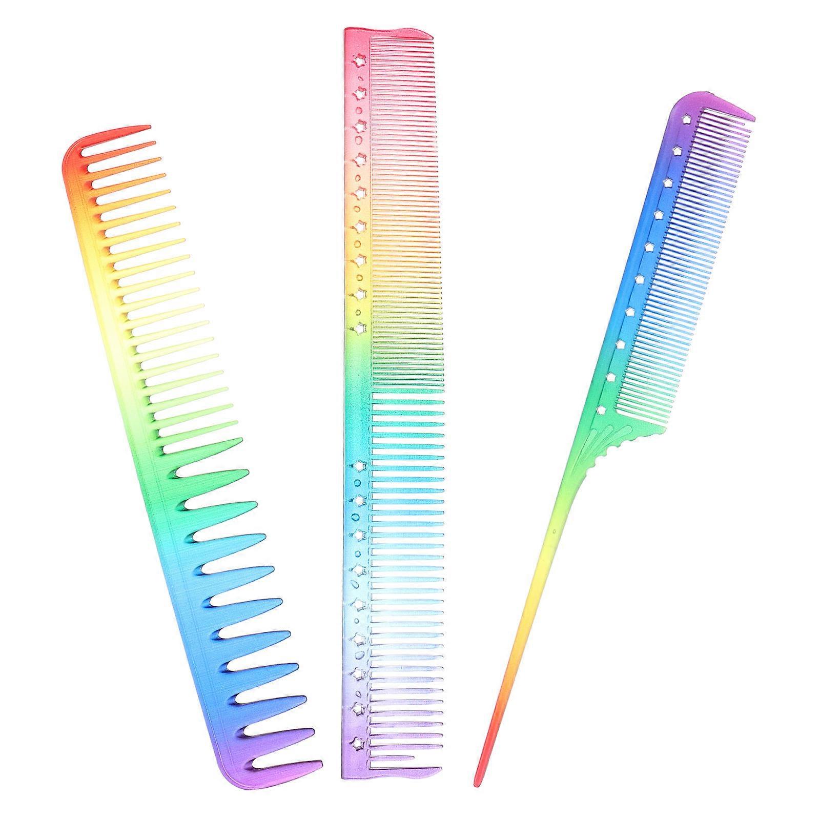 Hairdressing Comb Set Multi Color Plastic for Barber Use 3Pcs