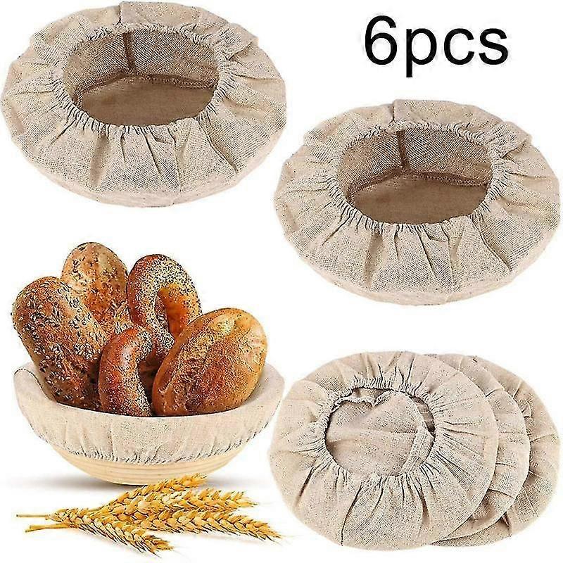 6Pcs Dough Bread Fermentable Wicker Proofing Basket Cloth Cotton Liner Cover