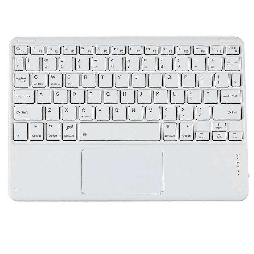 Bluetooth Keyboard with Integrated Touchpad for PC Tablet Gaming White Slim Design