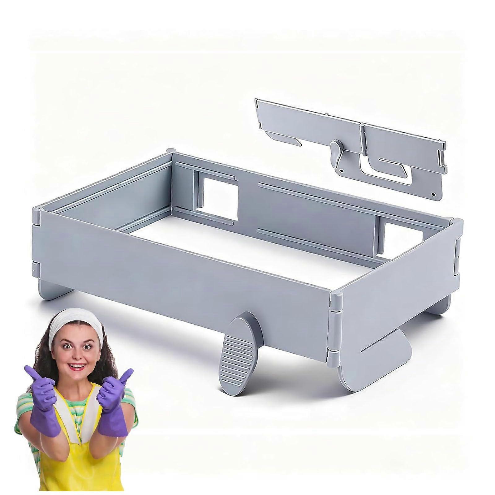 Foldable Kitchen Trash Can Wall Mounted No Drill Space Saving for Cabinet RV Camping Grey