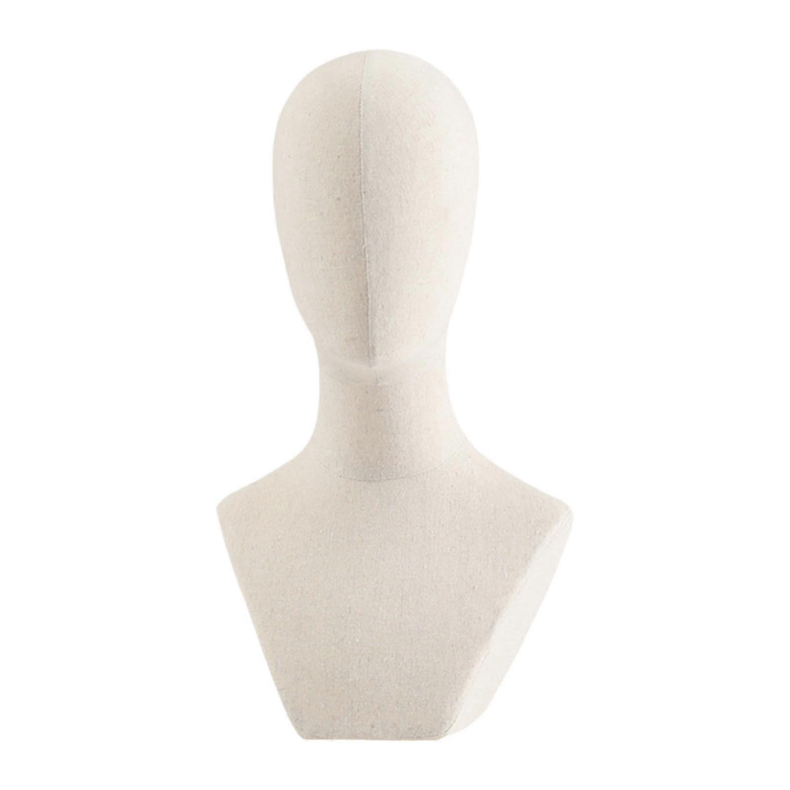Mannequin Head for Wig Making and Hat Display, Stable Linen Stand with Square Base