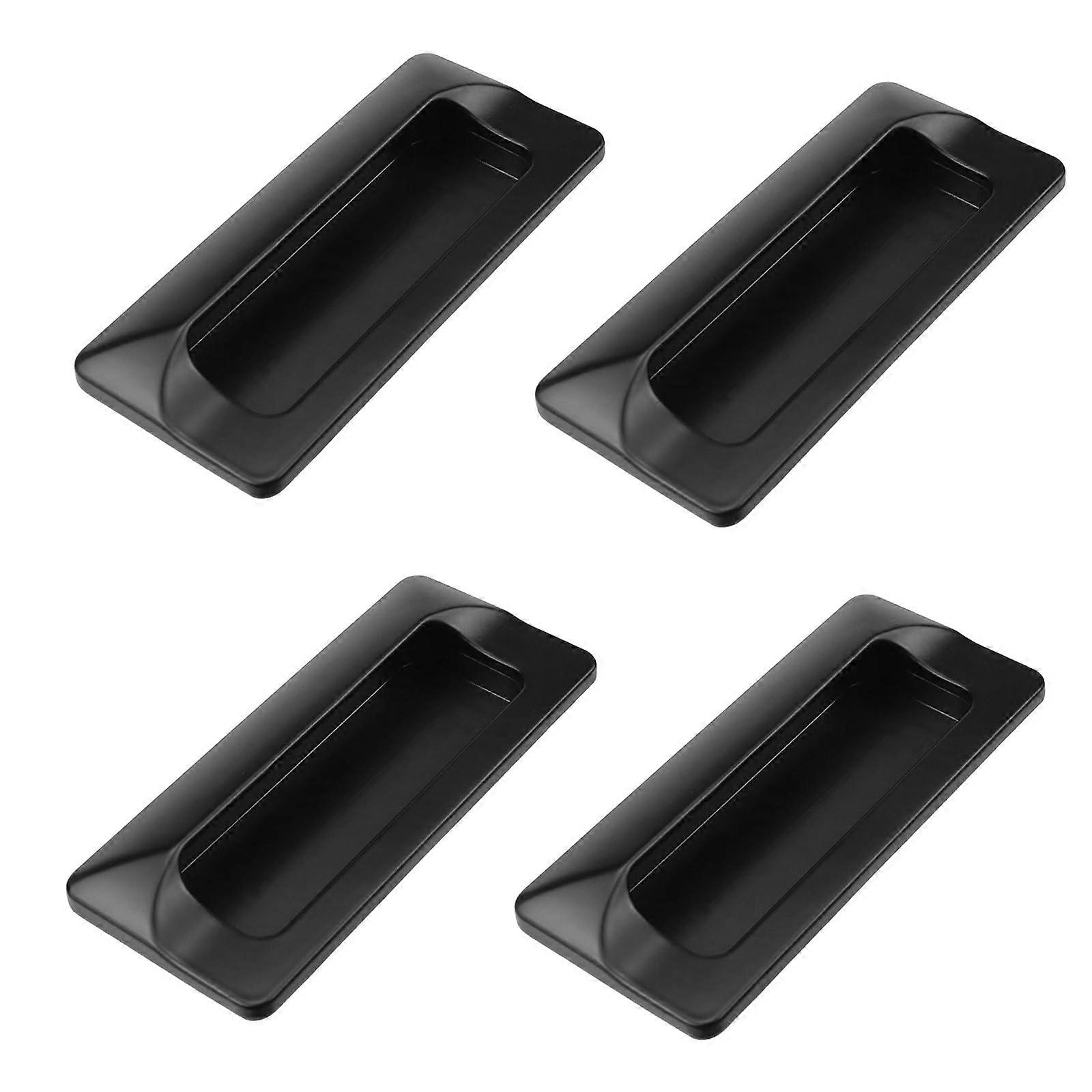 4 Pack Black Flush Pull Handles for Sliding Doors and Cabinets, Durable Zinc Alloy, Easy Install
