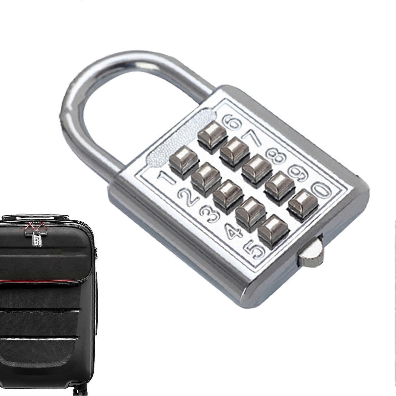 Combination Padlock 8/10 Digit CutResistant Steel Beam Keyless Locker Lock for School Silver