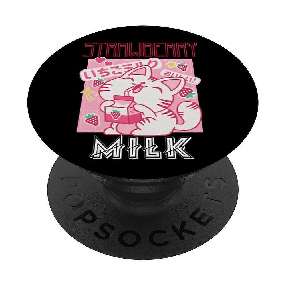 Phone Grip Kawaii Strawberry Milkshake Cat Summer Fruit Expandable