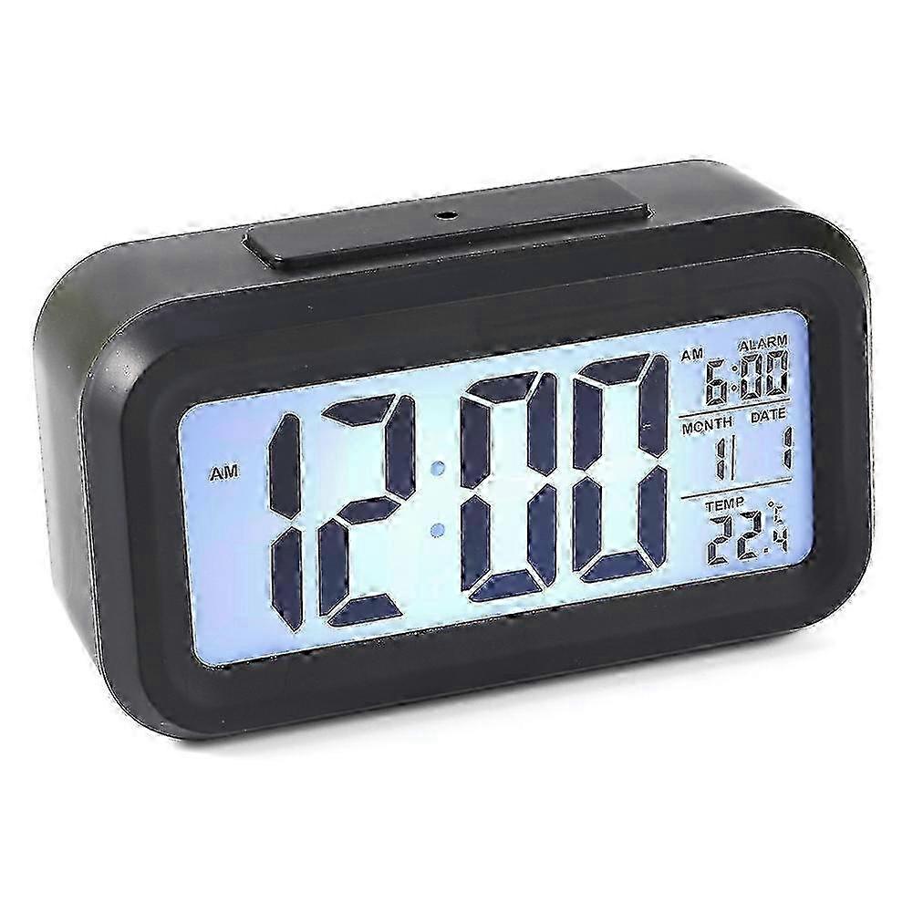 LED Backlight Digital Snooze Desk Alarm Clock Temperature Calendar Display Local