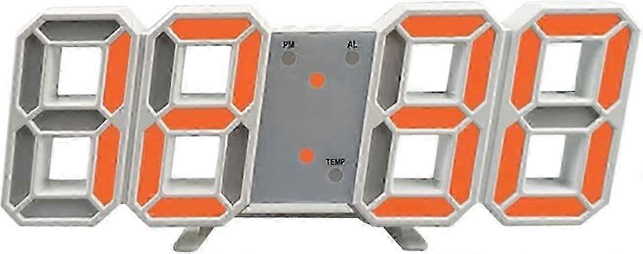 3D LED Digital Wall Clock with Smart Alarm, Snooze, Dimmable Display, Date & Temperature, Silent Operation