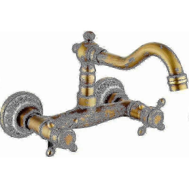 Classic kitchen tap for wall-mounted setup with brass construction