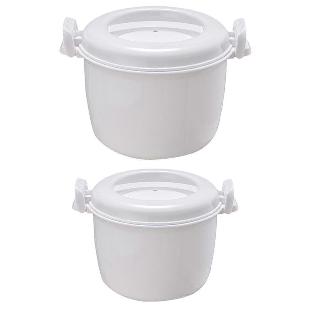Microwave Rice Cooker Steamer Set for Household Use 2Pcs White
