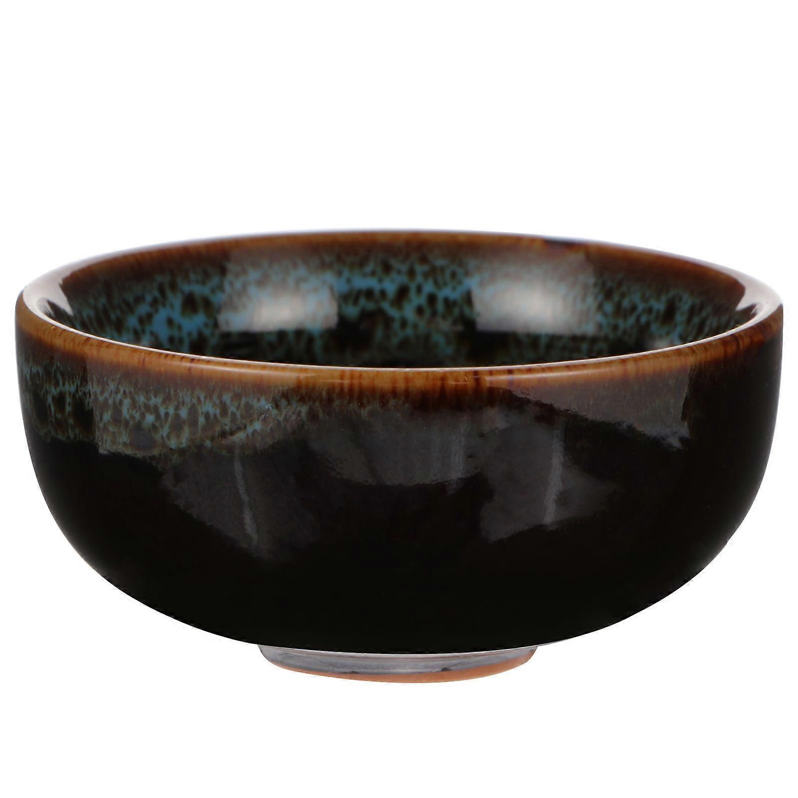 Ceramic Ink Dish Creative Round Ink Plate for Calligraphy Blue