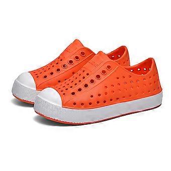 Boys Sandals Summer Casual Comfortable Closed Toe Non- Soft Sole On Water Shoes Kids Cozy Pool Beach Outdoor Indoor Wear Clogs,Orange,7-8 Years