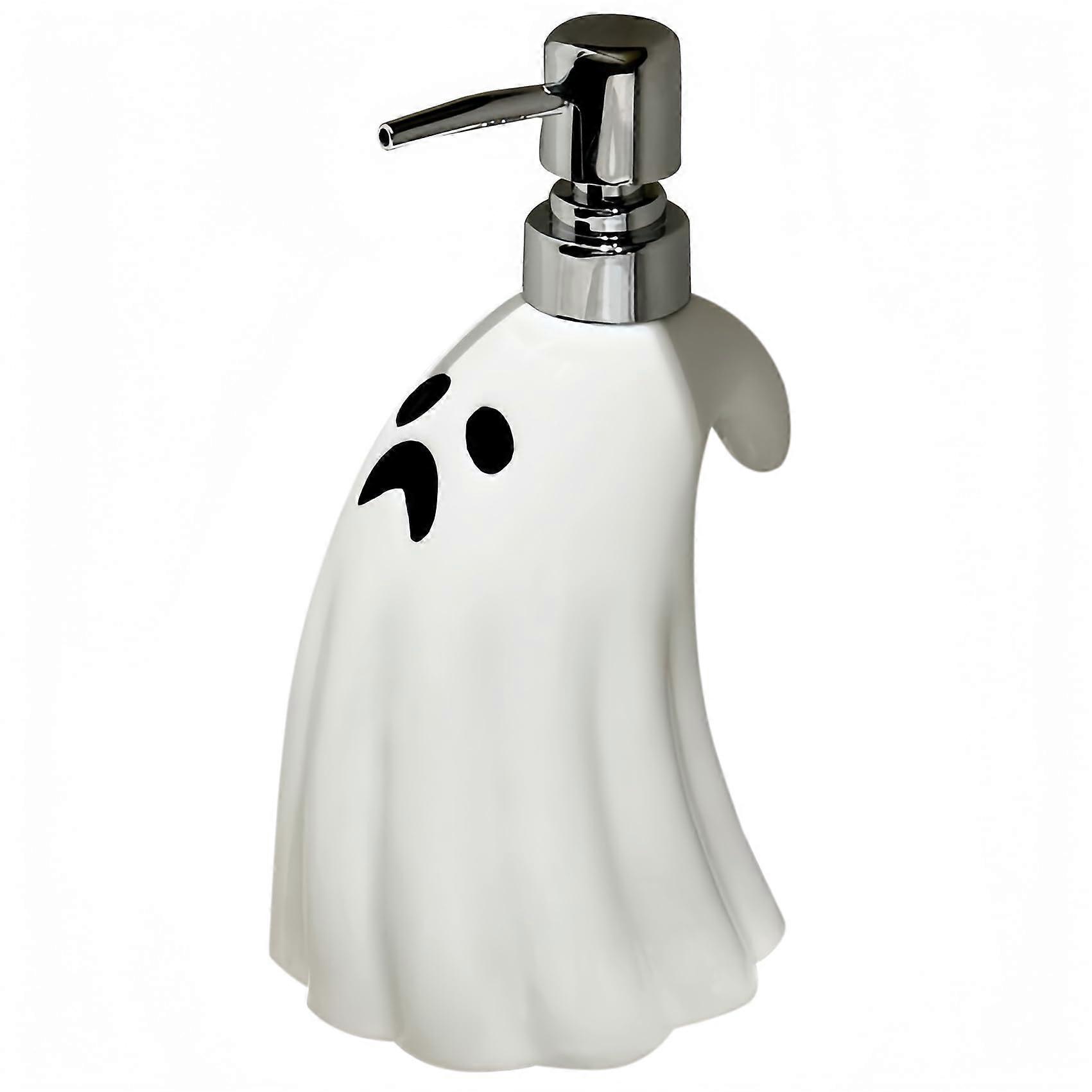 Ceramic Ghost Soap Dispenser 12oz Refillable for Bathroom or Kitchen with Controlled Pump