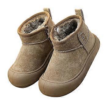 Winterstiefel aus Wildleder für Jungen und Mädchen mit flauschigem Futter, einfarbig, runde Zehenpartie, rutschfestem Reißverschluss, bequeme Schuhe für Kleinkinder
