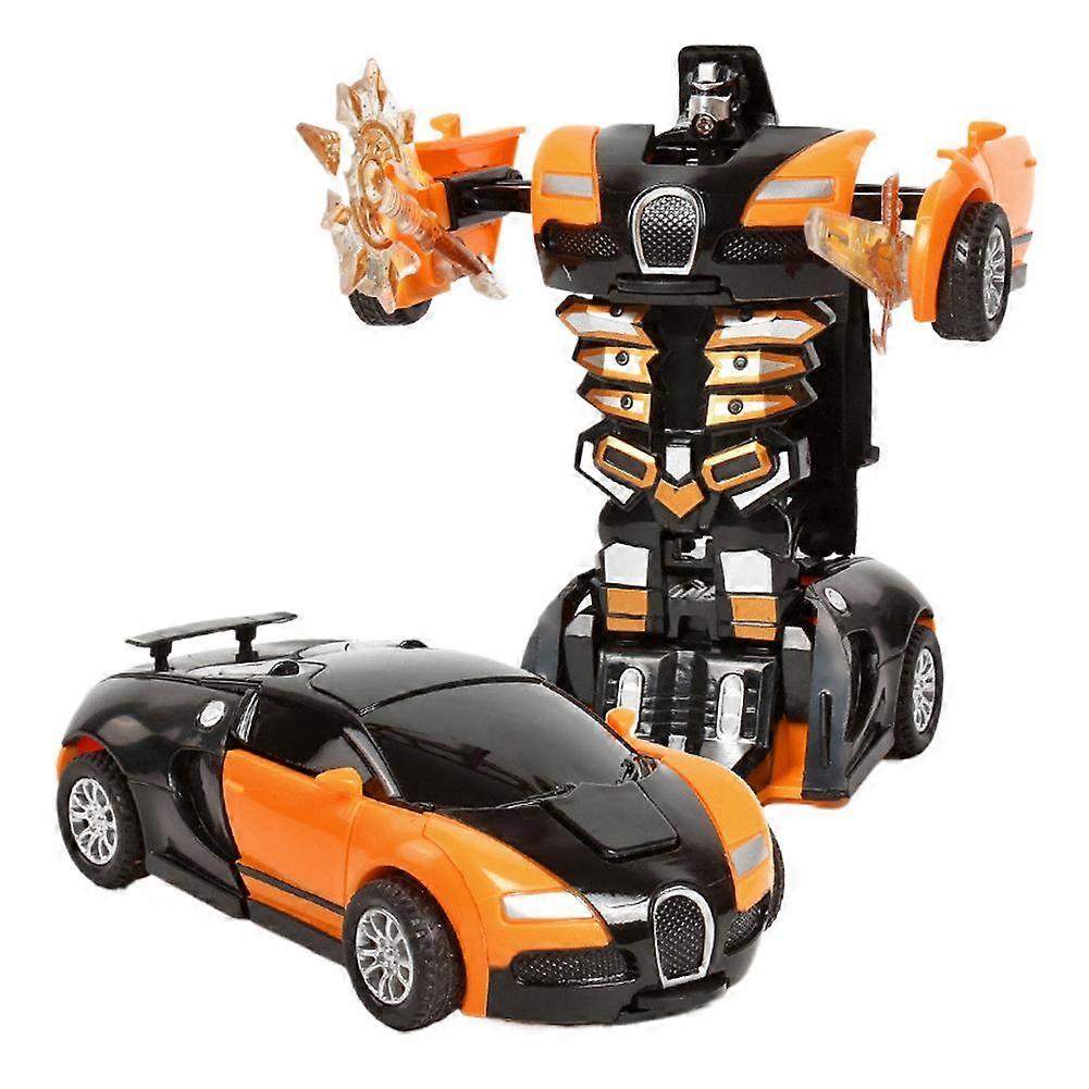 Transformerende auto-robot, botsing, vervorming, cool ontwerp, ouder-kind interactie