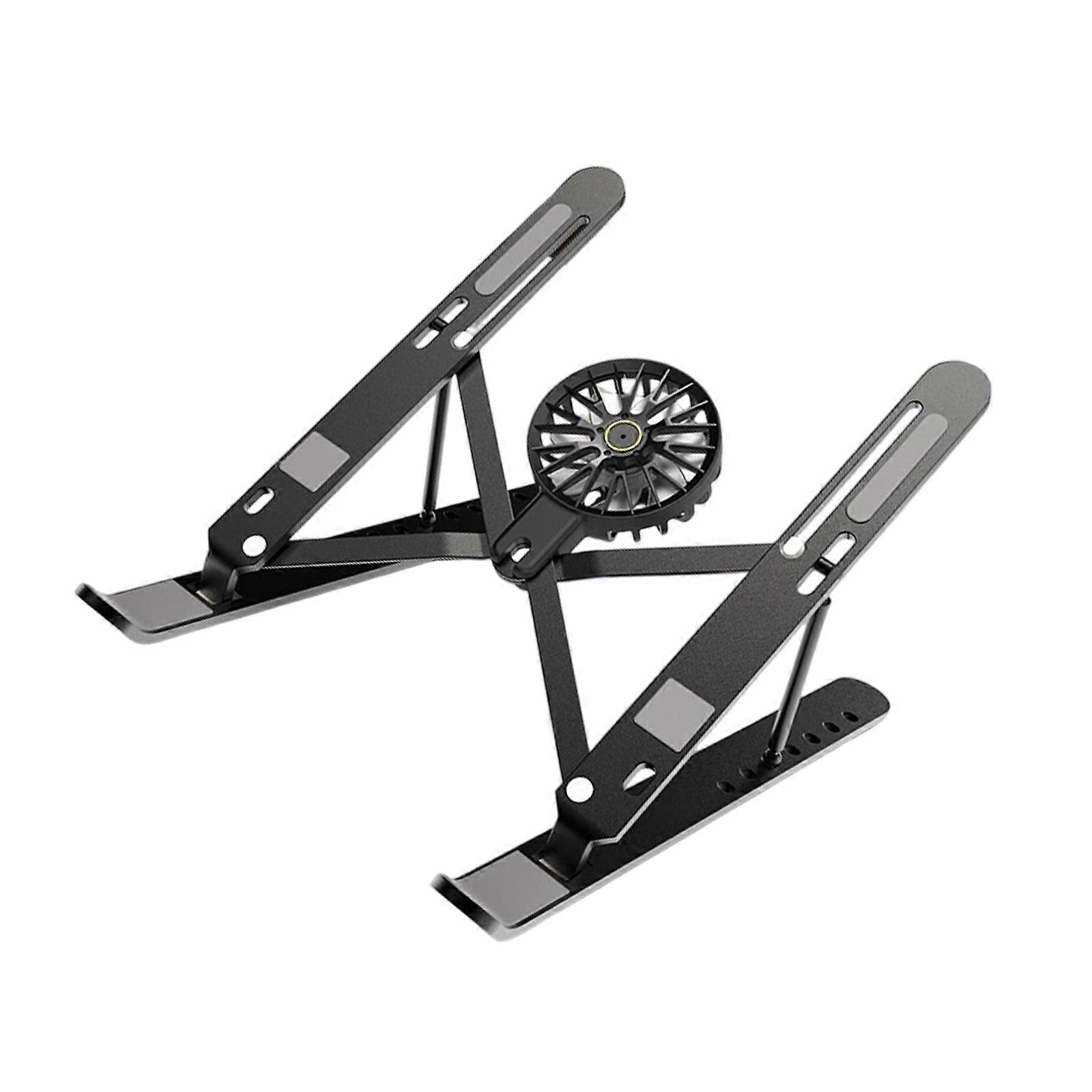 Ergonomik Alüminyum Dizüstü Bilgisayar Standı, Sessiz Soğutma Fanı, 7 Farklı Yükseklik Ayarı, Katlanabilir Taşınabilir Tasarım, Siyah