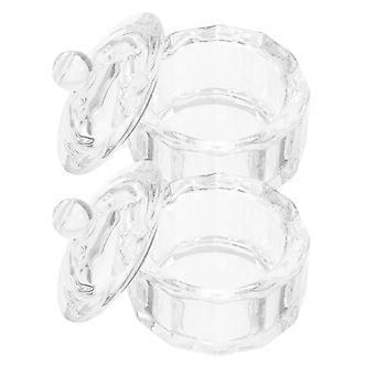 2szt Manicure Nail Dish Cups Akrylowe Naczynie Dappen Crystal Glass Nail Cup Nail Liquid Holder z pokrywką