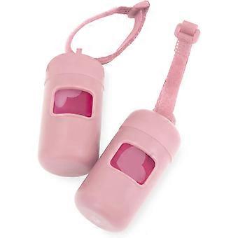 Dog Poop Bag Holder Leash Attachment Reusable Dispenser for Travel, Walking, Park, and Outdoor Use, Durable with Clip-On - Pink, Pack of 2