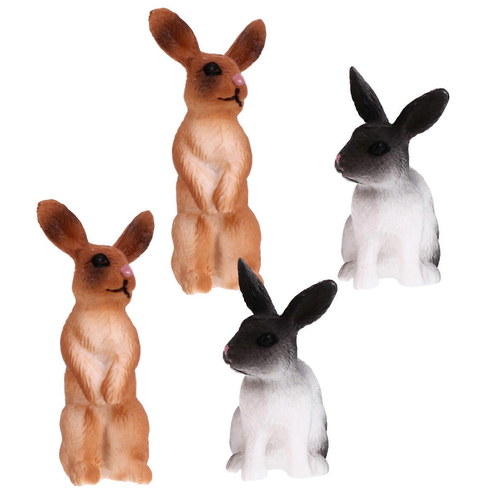 Desktop Ornaments Plastic Rabbit Models for Realistic Rabbit Decor 4Pcs