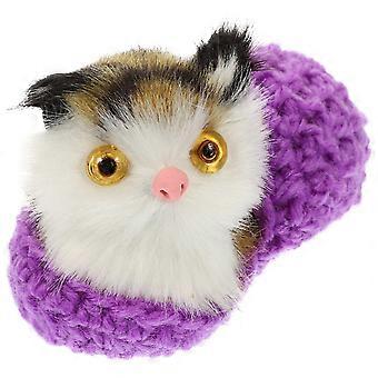 Simulatiekattenpop in paars voor thuisgebruik. Schattig kattenspeeltje.