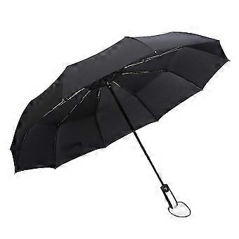 Wind Resistant Folding Automatic Umbrella Rain Big Rain Parasol Umbrella Black Coating 10 Ribs_mpn