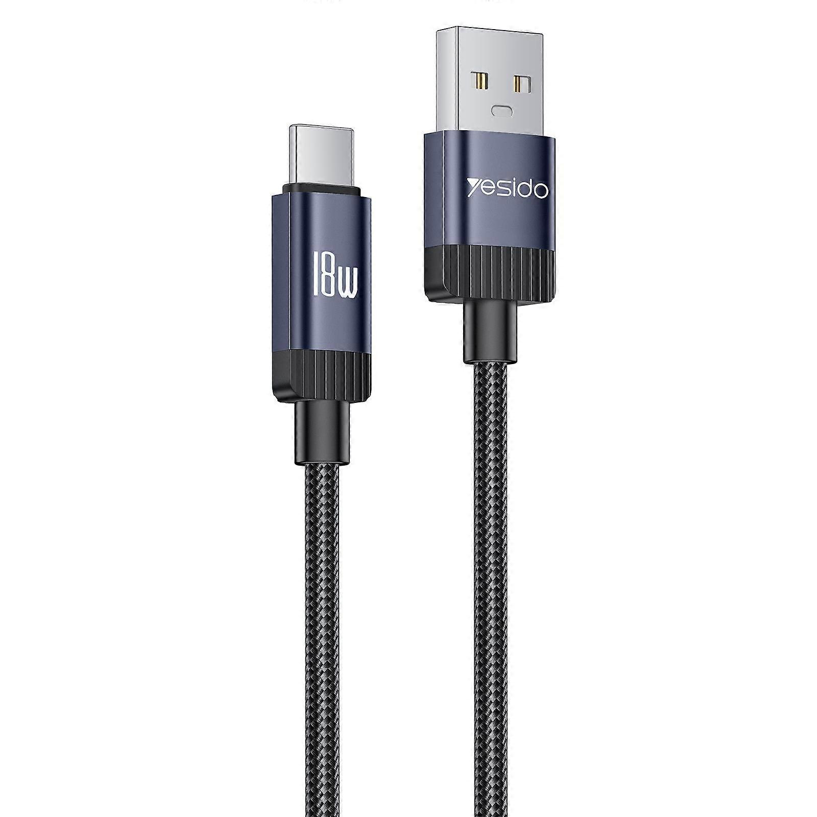 Yesido CA204C 18W USB to USB-C / Type-C Braided Data Cable 1m