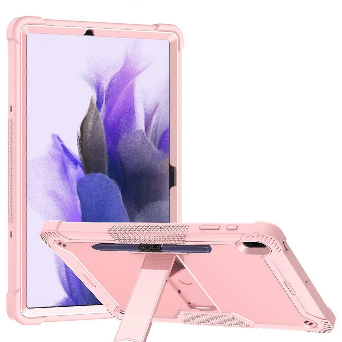 Silicone + PC Case For Galaxy Tab S7 FE (Red + Black)
