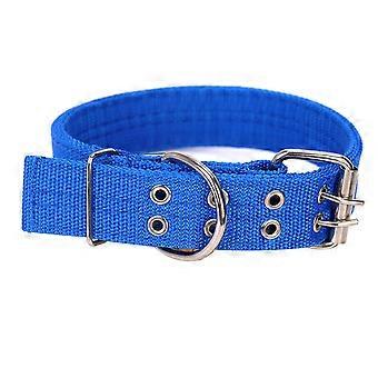 Military Adjustable Dog Collar, 2 Inch Wide D Ring And Buckle 2 Line Dog Collar-Sapphire Blue