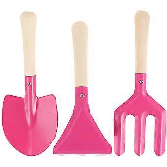 3Pcs Kids Gardening Tools Mini Spade for Flowerpot Pink Planting Set