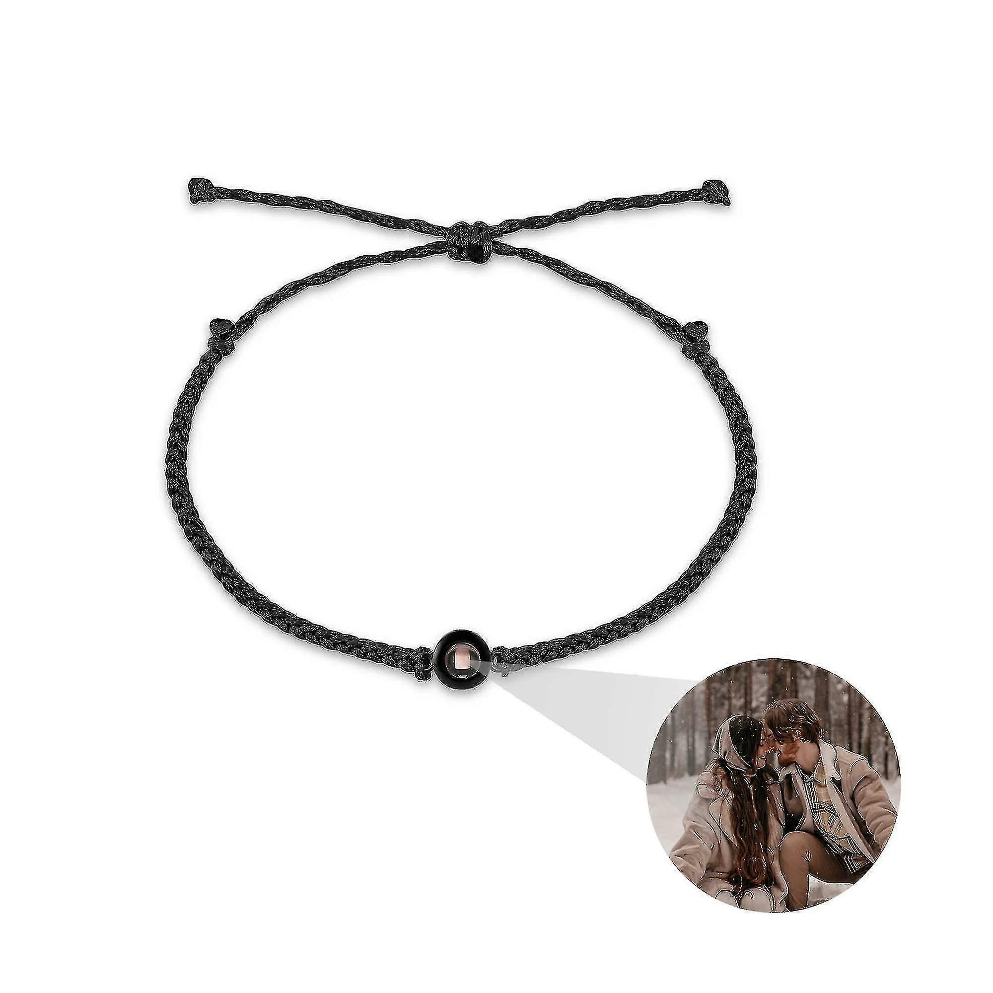 Adjustable Braided Rope Couples Projection Charm Bracelet