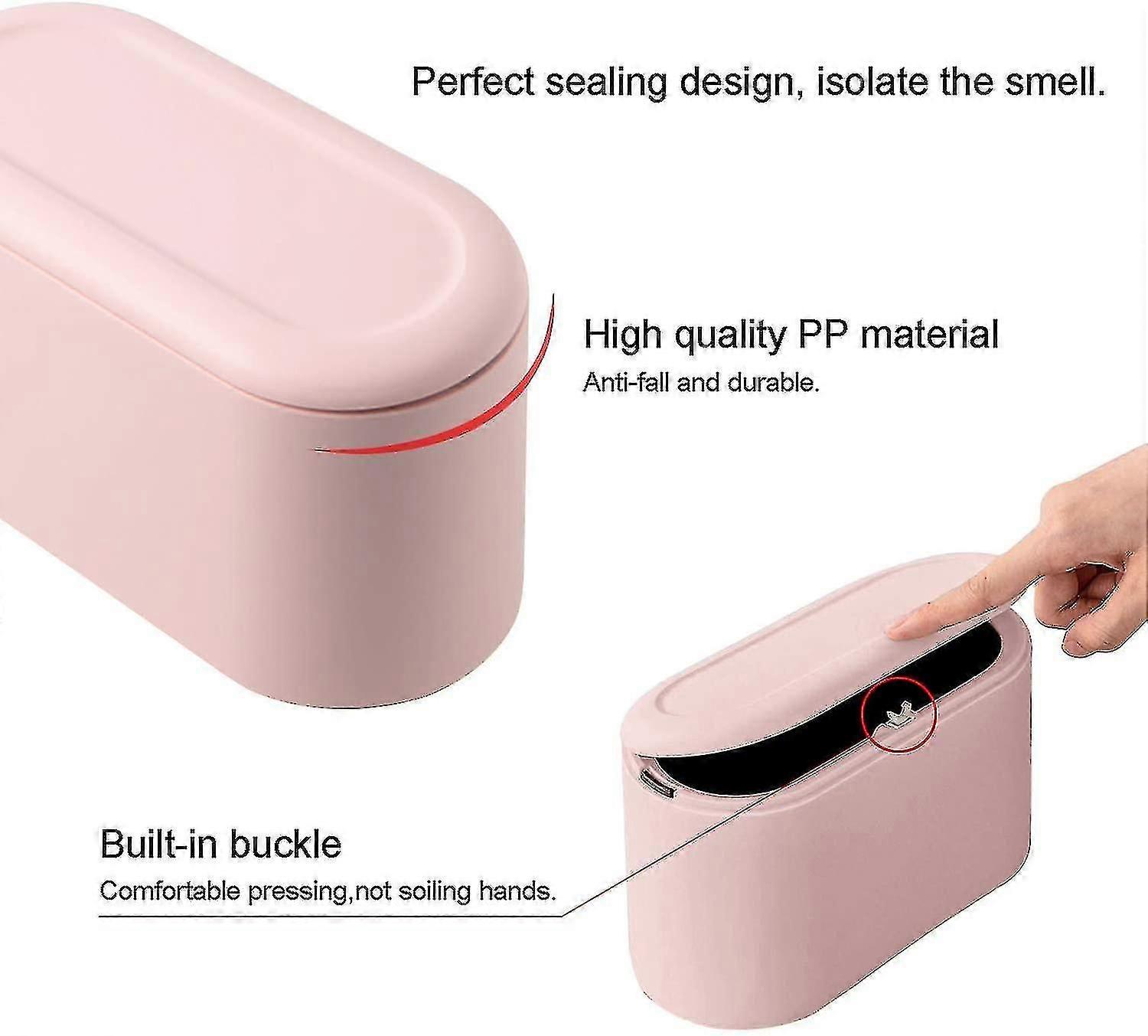 Small Tabletop Trash Can With Push Button Lid For Office, Bathroom