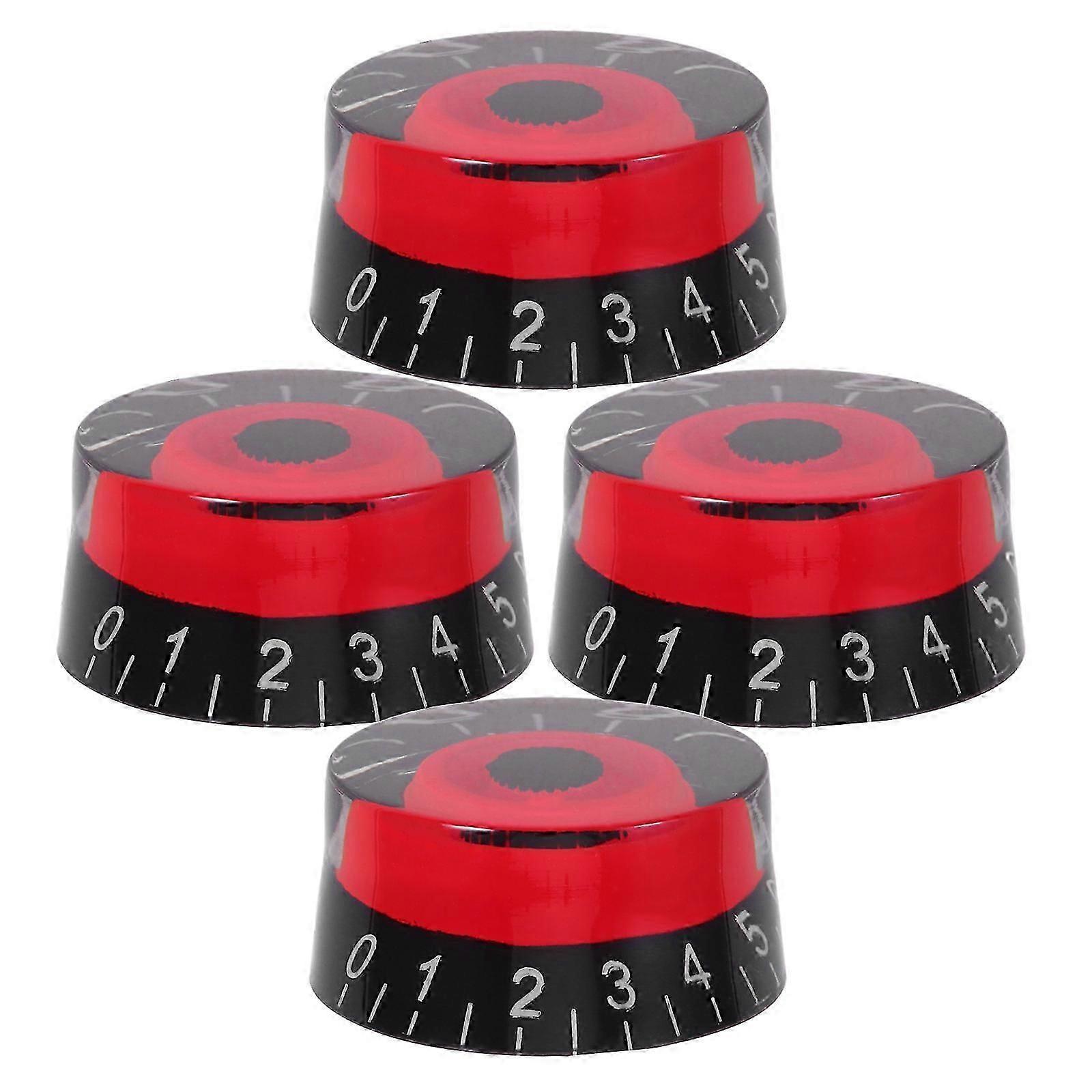 4pcs Red Acrylic Control Knobs for Guitar Amplifier Effect Pedals Durable Replacement 3/4 Inch