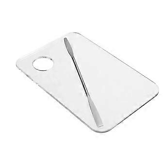 Makeup Mixing Palette Set with Clear Acrylic Tray and Stainless Steel Spatula for Easy Clean