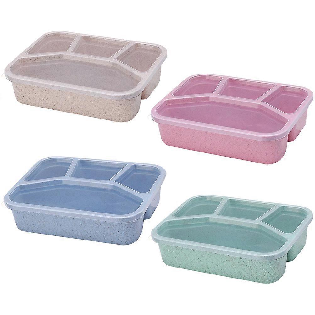 Straw Bento Boxes Portable Lunch Boxes for Storage 4Pcs Assorted Color