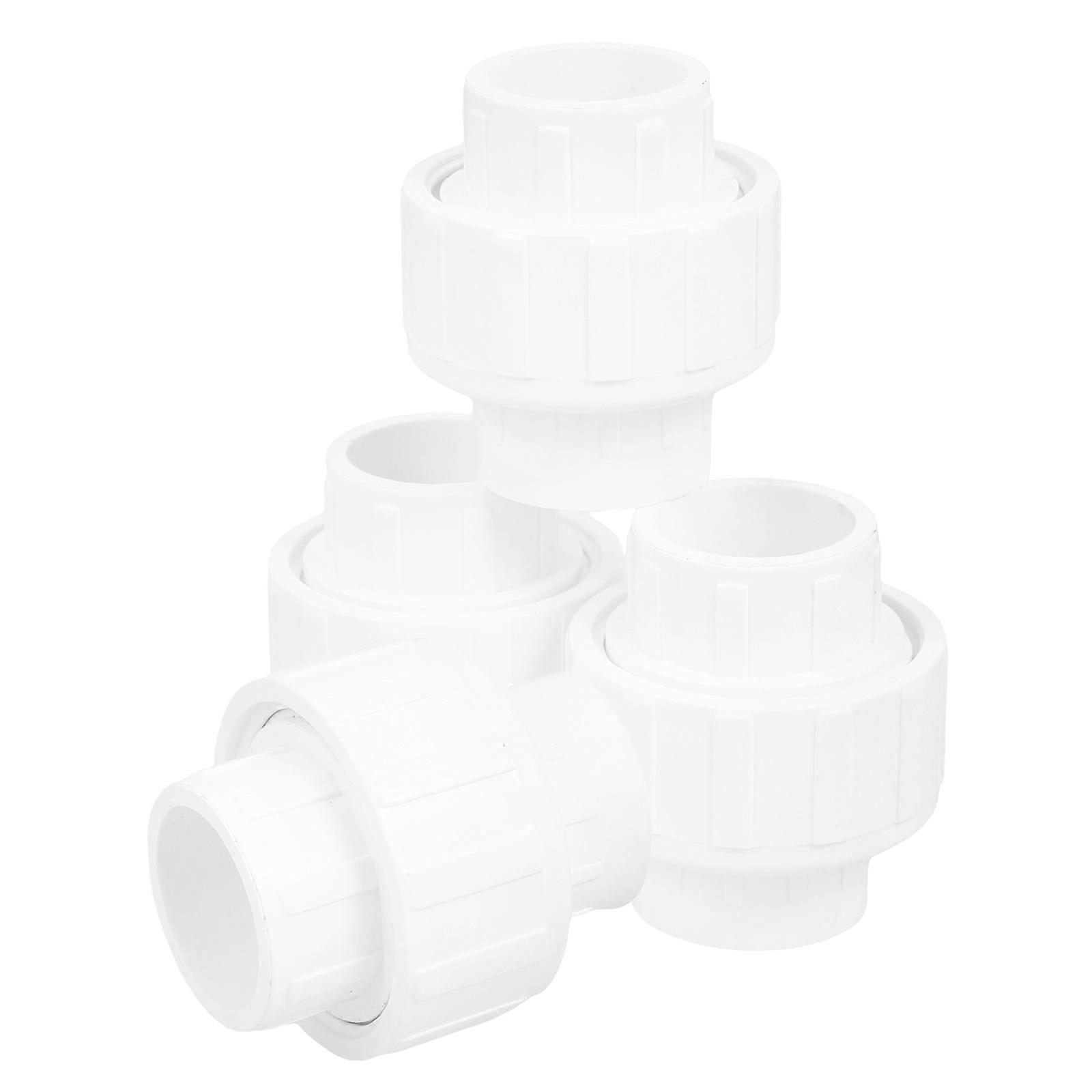 PVC Water Pipe Interface Union Coupling for Secure Pipe Fitting 4Pcs White