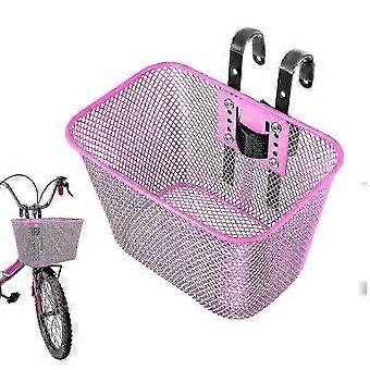 Front Bike Basket Iron Mesh Handlebar Bag 26x17x15.5cm for Urban Commuting and Weekend Rides